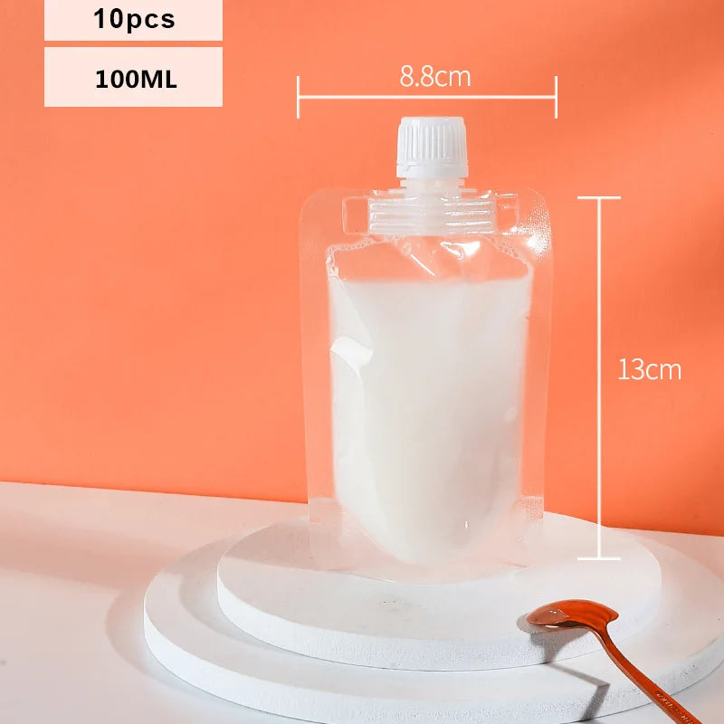 5/10pcs Stand Up Grain Seal Bag Refillable Plastic Drink Bag Spout Pouch for Juice Milk Coffee Food Bean Cereals Storage Bags