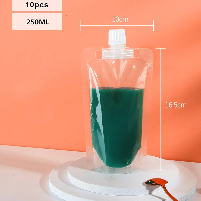 5/10pcs Stand Up Grain Seal Bag Refillable Plastic Drink Bag Spout Pouch for Juice Milk Coffee Food Bean Cereals Storage Bags