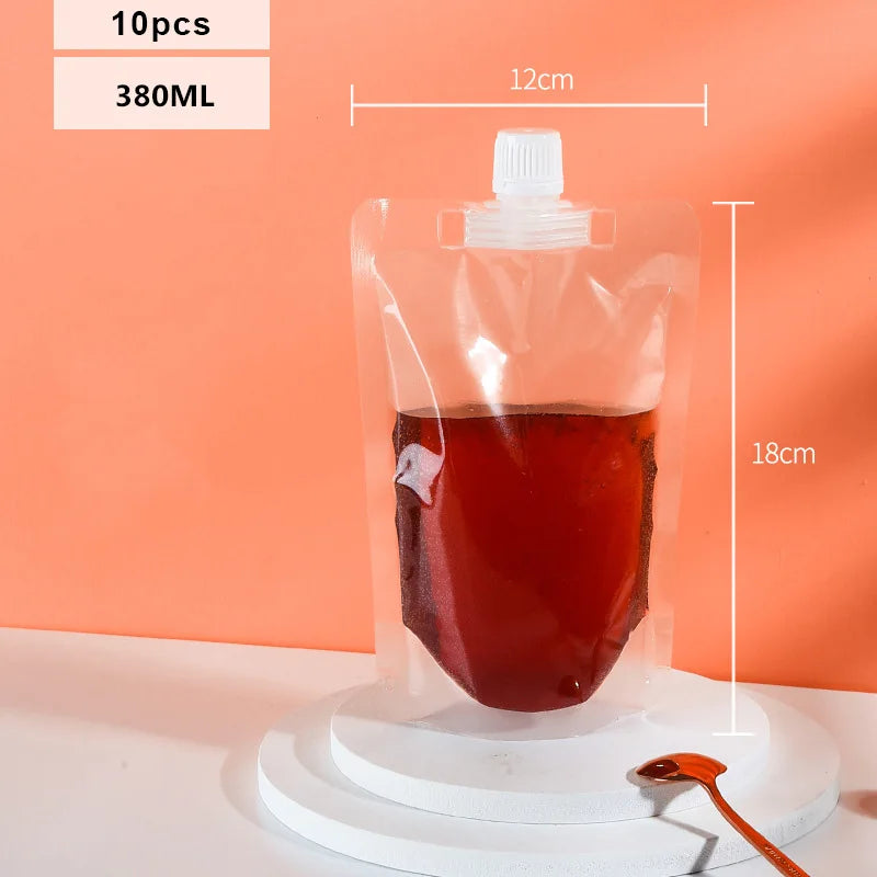 5/10pcs Stand Up Grain Seal Bag Refillable Plastic Drink Bag Spout Pouch for Juice Milk Coffee Food Bean Cereals Storage Bags